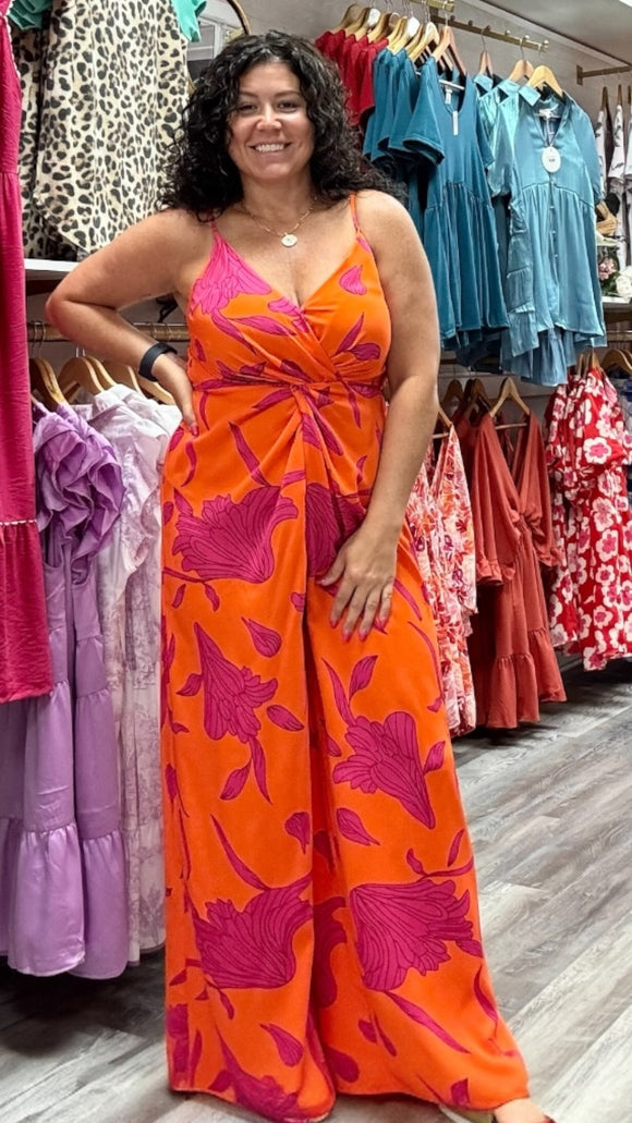 Claudia Tangerine Sleeveless Jumpsuit