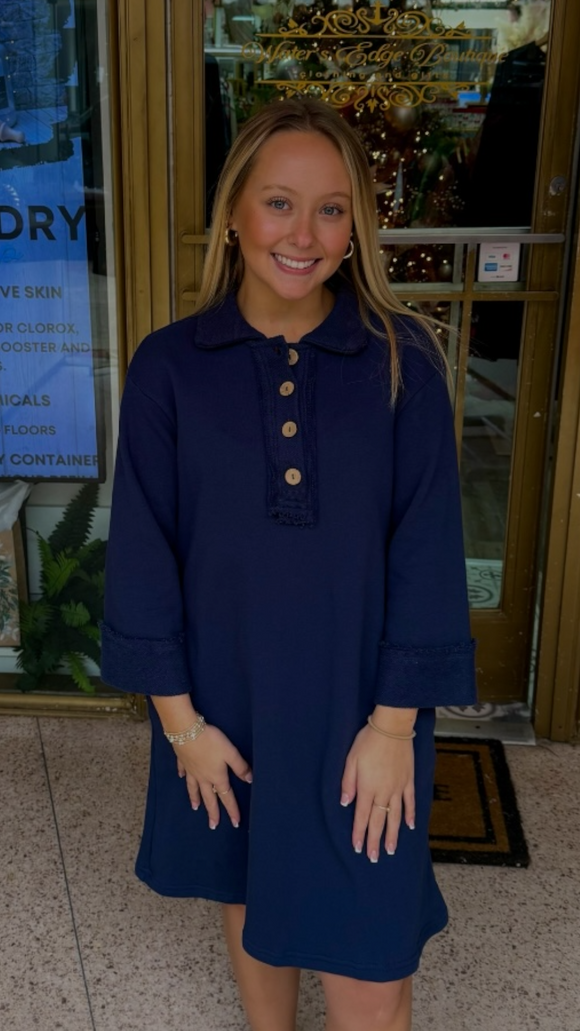 Sadie Knit Collared Dress with Pockets