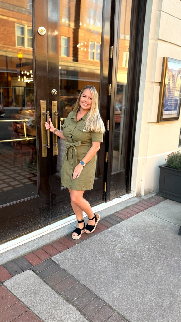 Heather Short Sleeve Dress with Sash