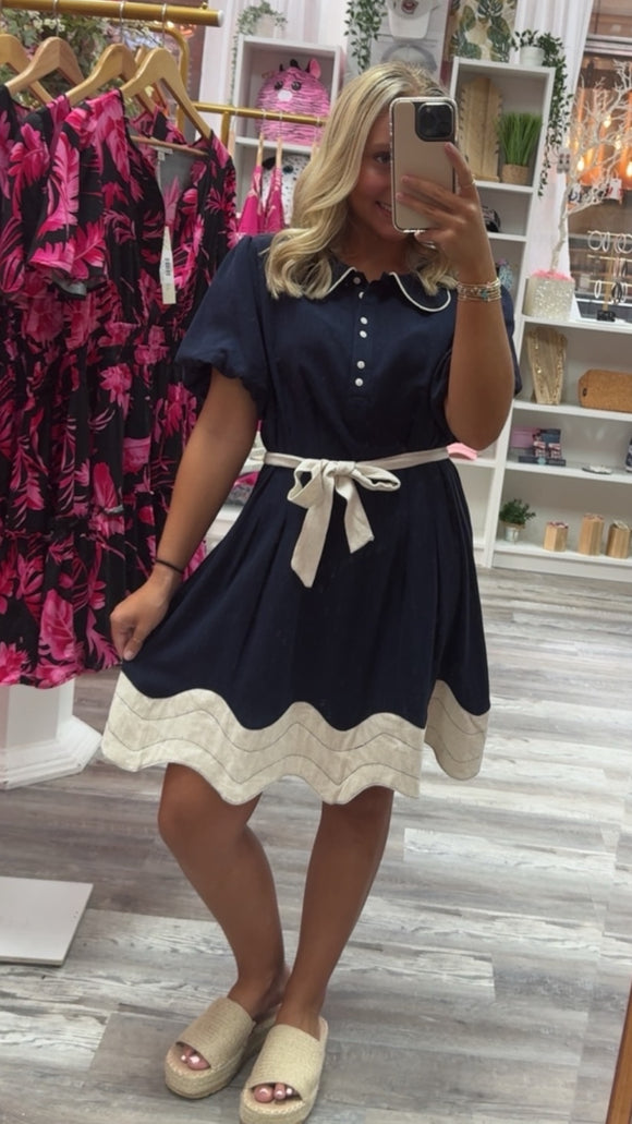 Maeve Scalloped Hem Mini Dress