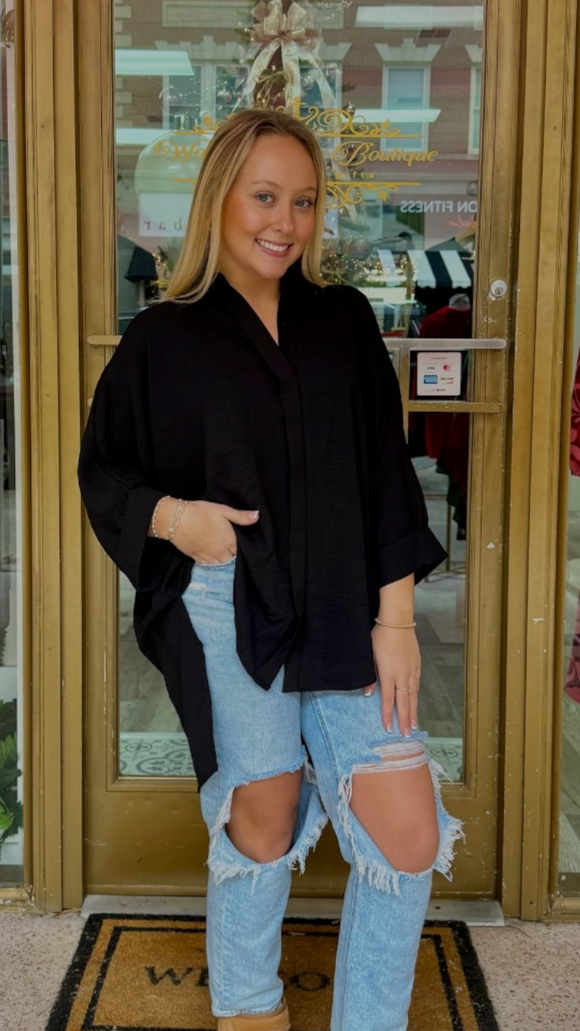 Seanna Folded Sleeve Button Down Top