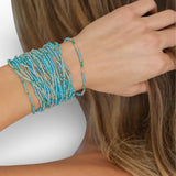 "Seaglass" Vibes 2mm Assorted Stretch Aqua Bracelets by Splendid Iris