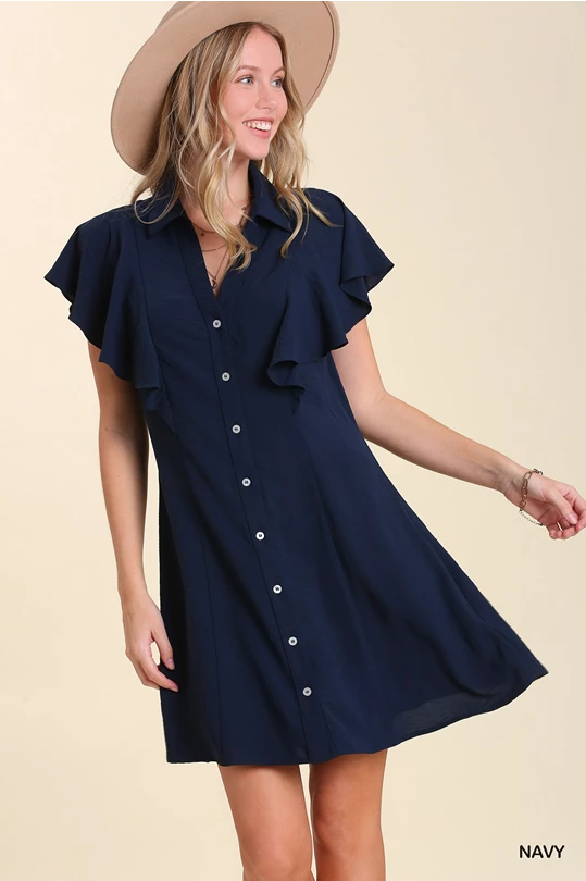 Ember V Neck Button Down Dress