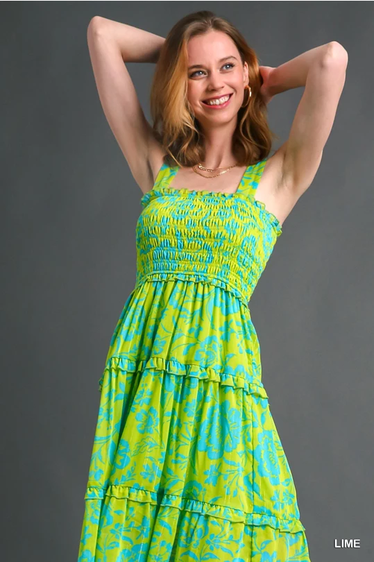 Holly Metallic Tiered Floral Print Dress