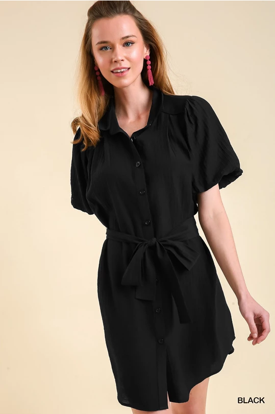 Harper Puff Sleeve Button Down Dress