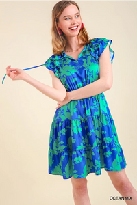 Scarlett Satin Floral Tiered Dress