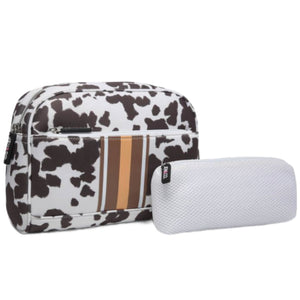 Toni Neoprene Cosmetic Bag Cow- Brown by Jen & Co.