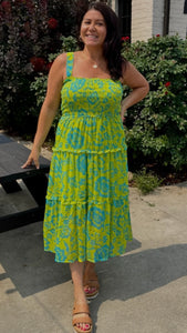 Holly Metallic Tiered Floral Print Dress