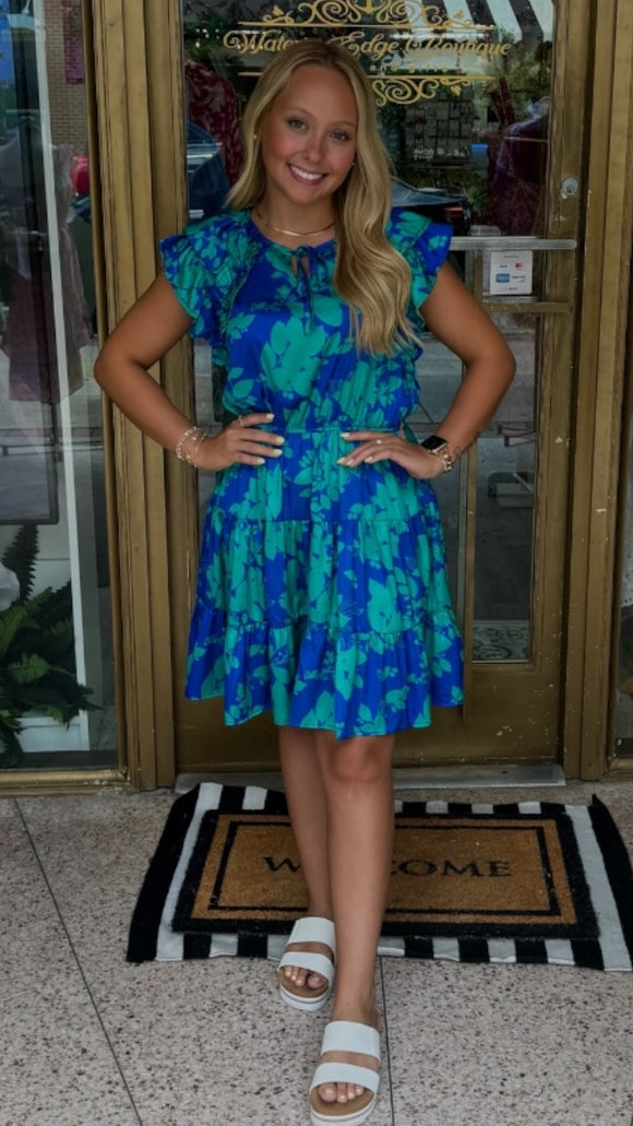 Scarlett Satin Floral Tiered Dress