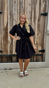 Harper Puff Sleeve Button Down Dress