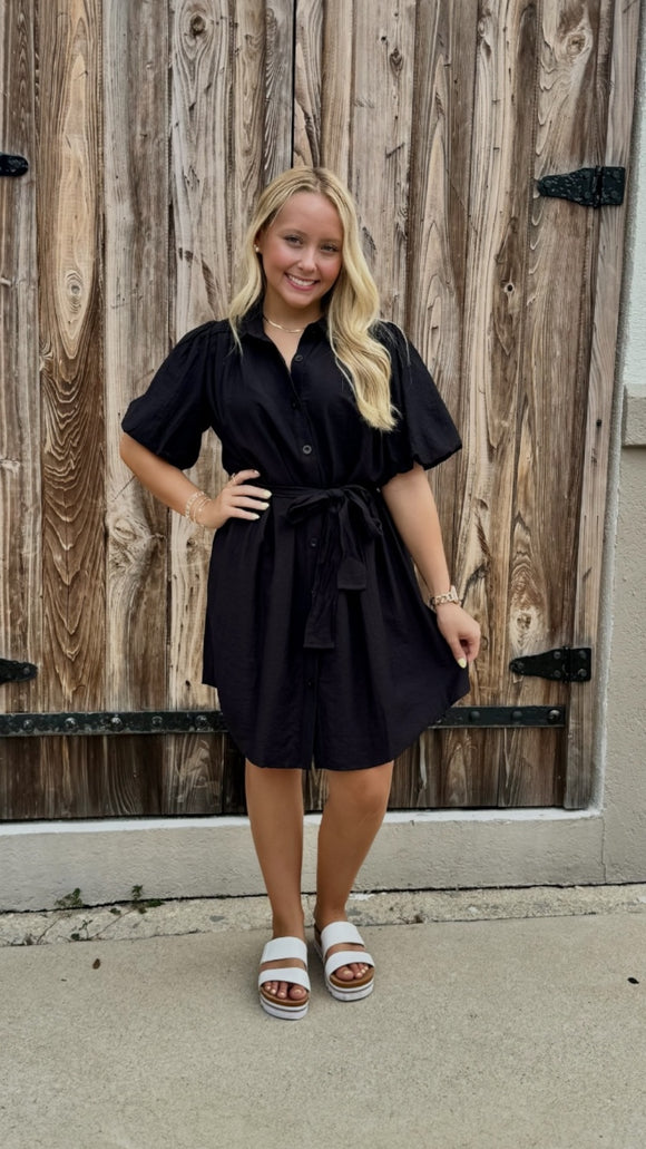 Harper Puff Sleeve Button Down Dress