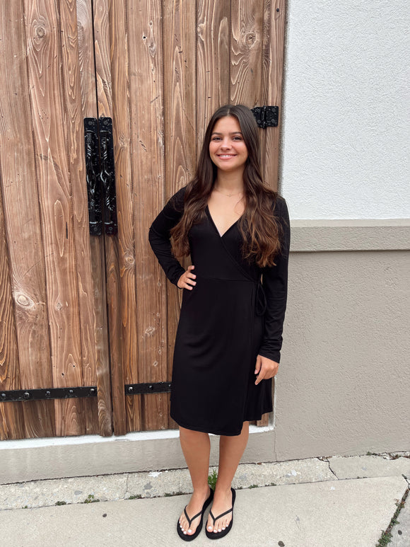 Sarah Black Wrap Dress