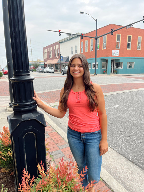 Delilah Coral Ribbed Tank Top