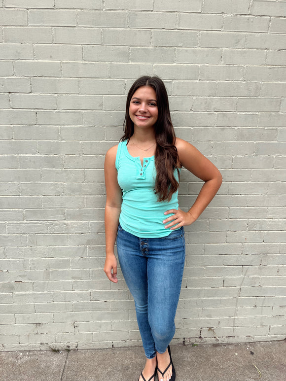 Delilah Mint Ribbed Tank Top