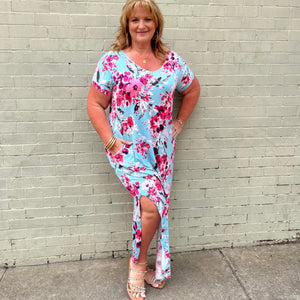 Josie Blue Floral Maxi Dress