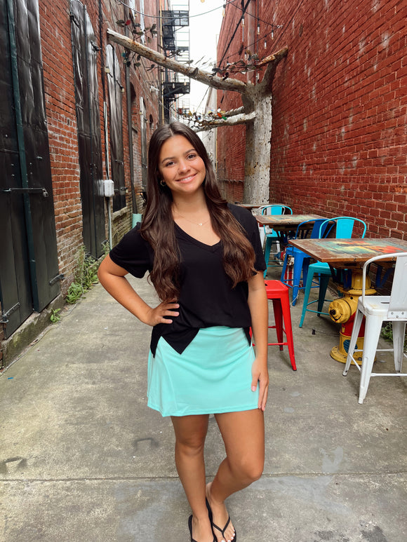 Norah Black V Neck Top