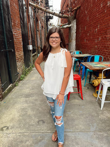 Sloane White Layered Tank Top