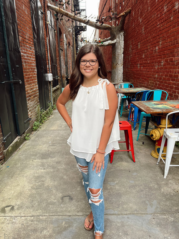 Sloane White Layered Tank Top