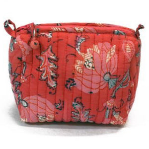 Chippa Block Printed "Peony Bloom" Small Sized Toiletries Bag by Anju