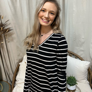 "Raquel" Long Sleeve Striped Top