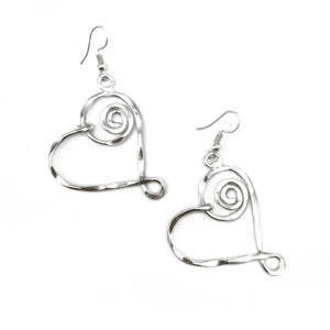 Silver Heart Earrings by Anju