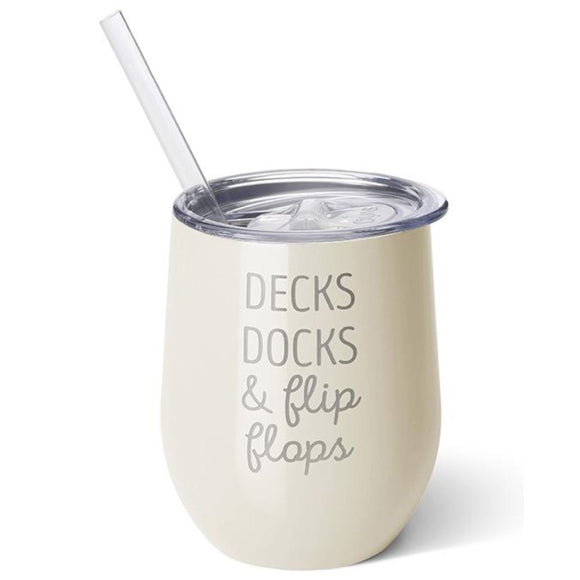 Decks, Docks and Flip Flops 12oz Wine Tumbler by Swig