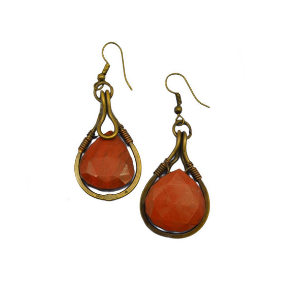 Banjara Earrings with Red Jasper by Anju