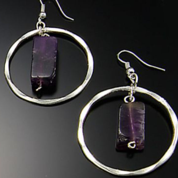 Pink Amethyst Hoop Earrings by Anju