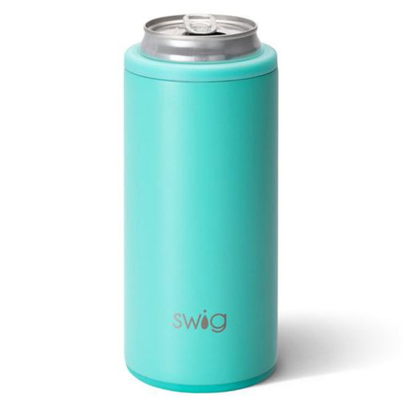 Matte Aqua Skinny Can Cooler (12oz) by Swig