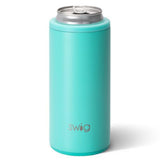 Matte Aqua Skinny Can Cooler (12oz) by Swig