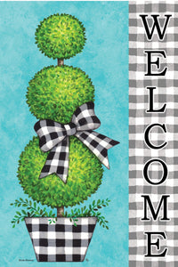 "Gingham Topiary" House Flag by Custom Decor