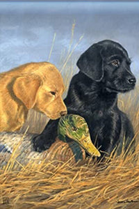 Lab Puppies House Flag by Breeze Art