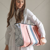 Pink and Grey Stripe Tote by Parker & Hyde