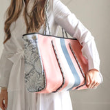 Pink and Grey Stripe Tote by Parker & Hyde