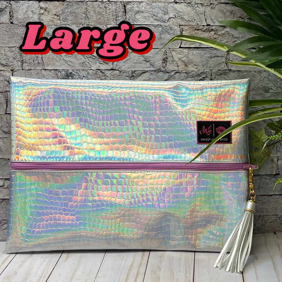 Holographic Gator Large Bag by Makeup Junkie Bags