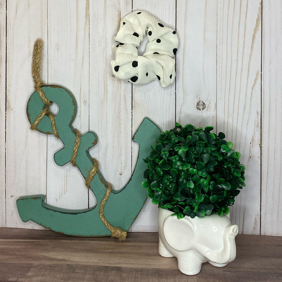 White Polka Dot Scrunchie