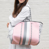 Pink and Grey Stripe Tote by Parker & Hyde
