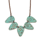 Turquoise Floral and Vine Copper Patina Necklace by Anju