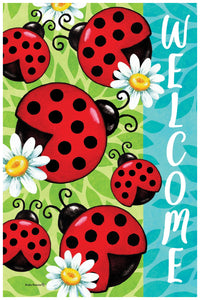 "Ladybugs Welcome" House Flag by Custom Decor