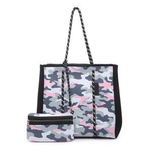 Pink Camo Meribella Neoprene Tote by Jen & Co.