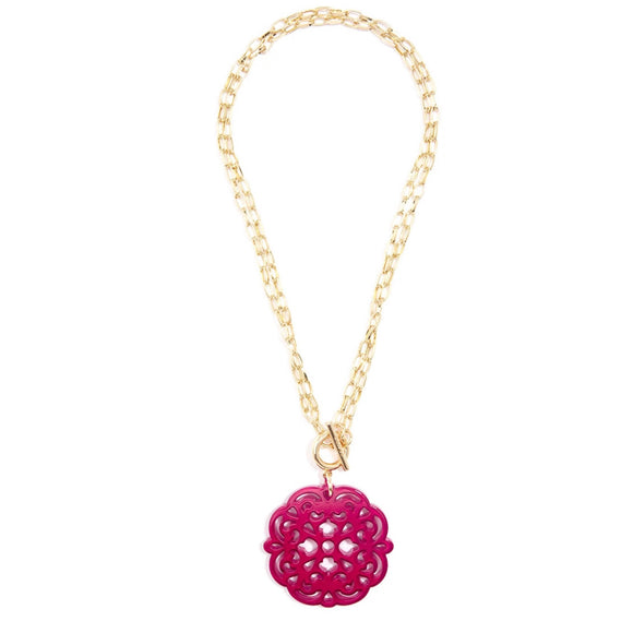 Hot Pink Allure Drop Necklace By Zenzii