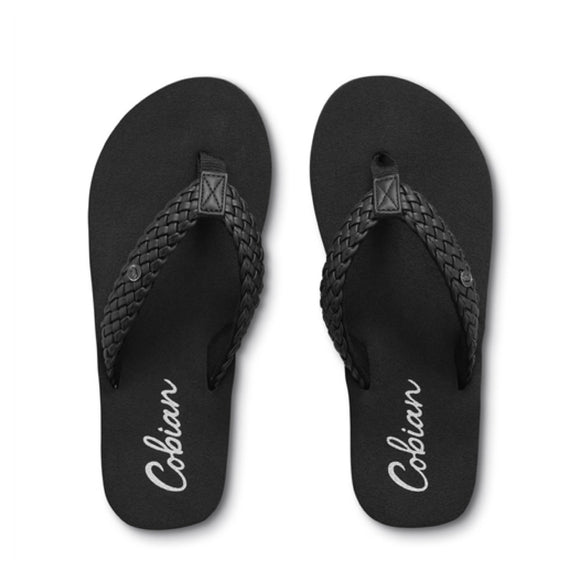 The Braided Bounce Black Sandal by Cobian
