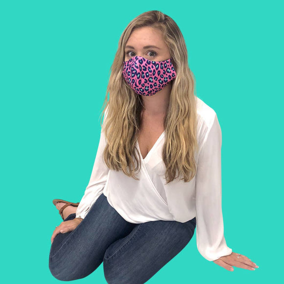 Hot Pink Leopard Adult Adjustable Masks