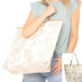 Gold Foil Paisley Beach Bag