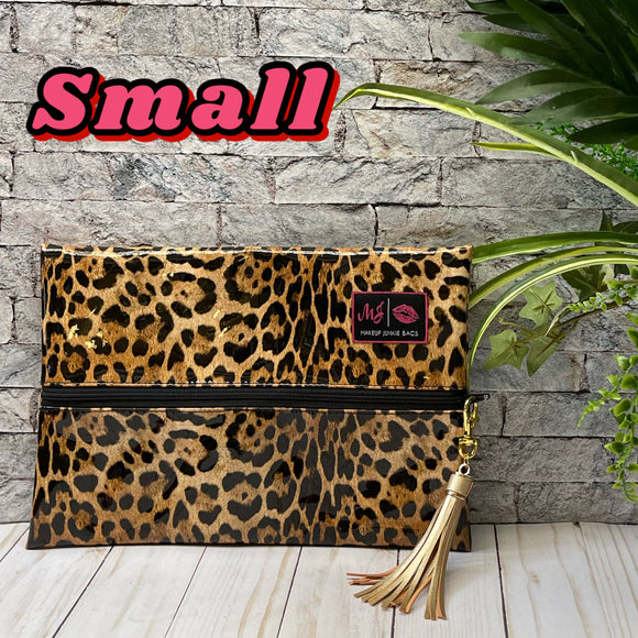 Patent Leopard Small Bag by Makeup Junkie Bags