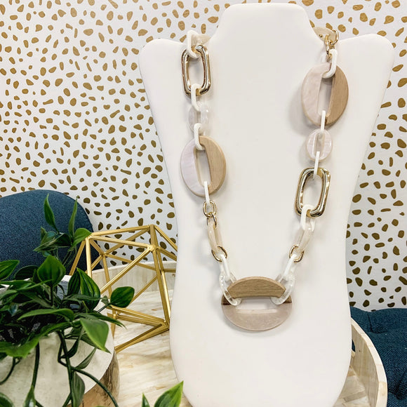 Off-White Resin Circle Necklace by RUSH by Denis & Charles