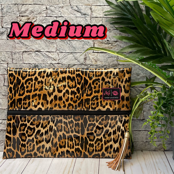 Patent Leopard Medium Bag by Makeup Junkie Bags