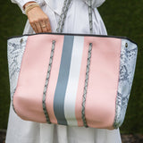 Pink and Grey Stripe Tote by Parker & Hyde