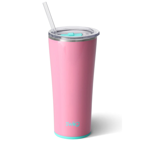 Swig Glossy Peony Pink & Turquoise Triple Insulated Hot/Cold Stainless  Steel Water Bottle w/Flip Ring