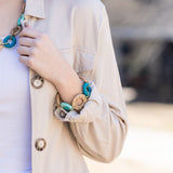 Sachi Bold Whimsy Collection Bracelet Blue Rings, Rattan by Anju